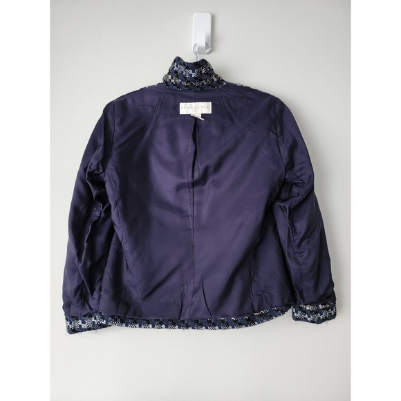 Doncaster Womens Single-Breasted Blazer Jacket Navy Blue Cotton-Silk Blend Sz 10 - Picture 5 of 9